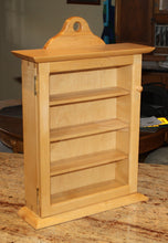 Load image into Gallery viewer, Maple spice rack curio cabinet shelves framed glass door Shaker Adirondack dove tailed hanging cabinet