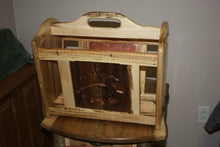 Load image into Gallery viewer, Adirondack walnut loon magazine rack tiger maple floor rustic design copper back