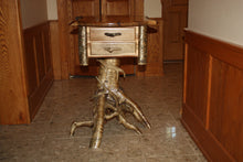 Load image into Gallery viewer, ET-06 Pedestal Table - Yellow Birch Root/Stump and Antler