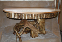 Load image into Gallery viewer, CT-010 Coffee Table - Oval Top, Tiger Maple & Yellow Birch Root/Stump