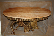 Load image into Gallery viewer, CT-010 Coffee Table - Oval Top, Tiger Maple & Yellow Birch Root/Stump