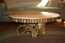 Load image into Gallery viewer, CT-010 Coffee Table - Oval Top, Tiger Maple & Yellow Birch Root/Stump