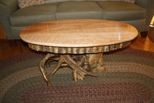 Load image into Gallery viewer, CT-010 Coffee Table - Oval Top, Tiger Maple & Yellow Birch Root/Stump