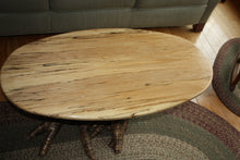 Load image into Gallery viewer, CT-12 - Oval Top Adirondack Spalted Maple Coffee Table W/Yellow Birch Root Pedestal