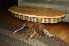 Load image into Gallery viewer, CT-12 - Oval Top Adirondack Spalted Maple Coffee Table W/Yellow Birch Root Pedestal