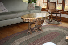 Load image into Gallery viewer, CT-12 - Oval Top Adirondack Spalted Maple Coffee Table W/Yellow Birch Root Pedestal