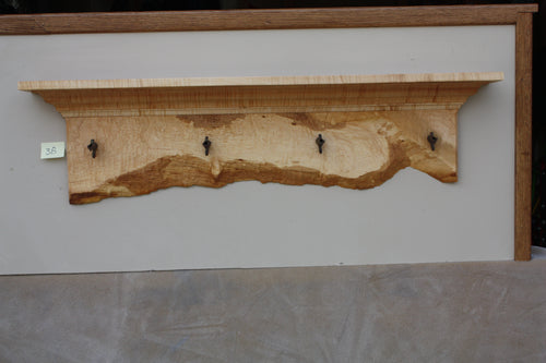 wall shelf tiger maple with four antique maple syrup taps live edge crown molding