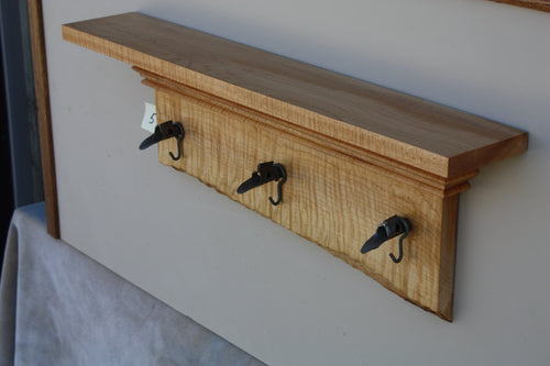 wall shelf spalted maple with three antique galvanized maple syrup taps live edge crown molding