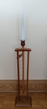 Load image into Gallery viewer, shaker ratcheting candle holder adjustable candle height cherry front view
