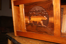 Load image into Gallery viewer, Adirondack walnut moose magazine rack cherry floor rustic design copper back
