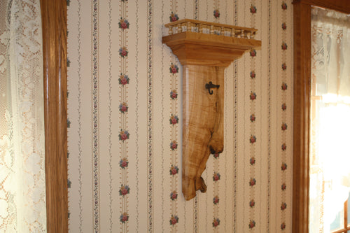 tiger maple hanging plant holder rustic Adirondack maple syrup tap live edge gallery molding