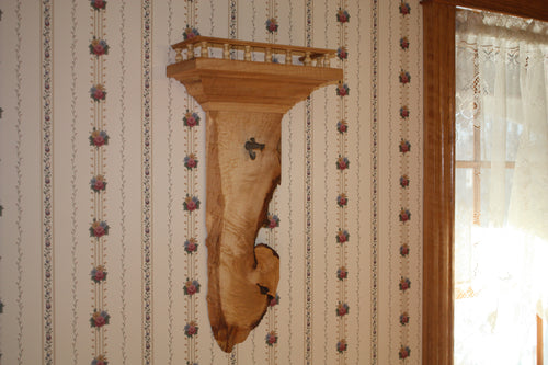 Tiger maple hanging plant holder rustic Adirondack maple syrup tap live edge gallery molding