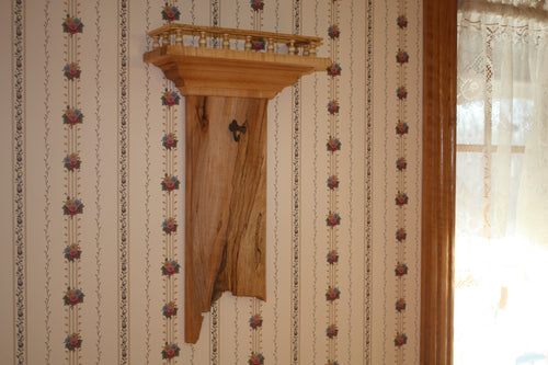 Tiger maple hanging plant holder rustic Adirondack maple syrup tap live edge gallery molding