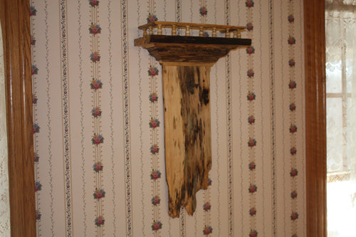 weathered maple hanging plant holder rustic Adirondack maple syrup tap live edge gallery molding