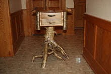 Load image into Gallery viewer, ET-006 Pedestal Table - Yellow Birch Root/Stump and Antler
