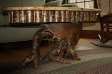 Load image into Gallery viewer, CT-12 - Oval Top Adirondack Spalted Maple Coffee Table W/Yellow Birch Root Pedestal
