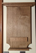 Load image into Gallery viewer, quarter sawn white oak calendar holder hanger display with paper holder showing front view
